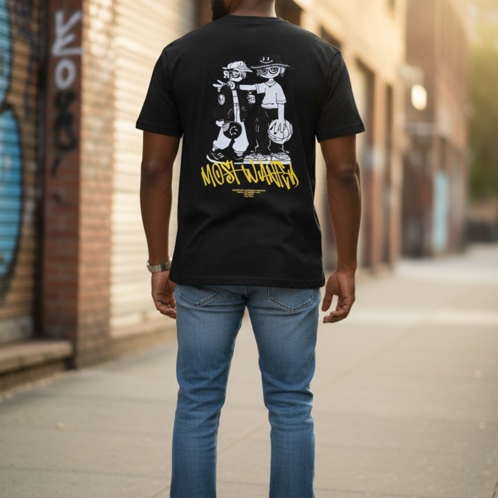 Men's Black Graphic Tee with Bold Design